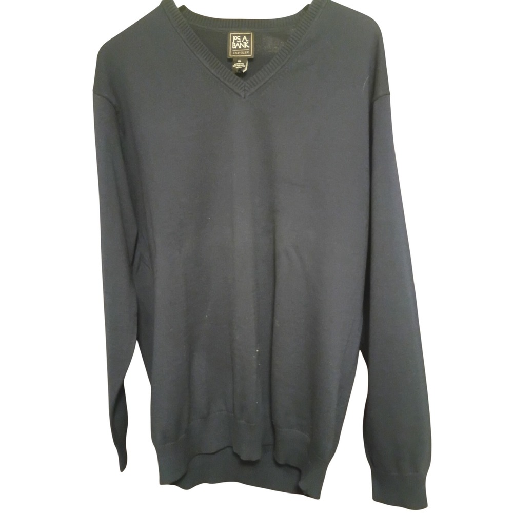 Jos. A. Bank Traveler Mens XXL Navy Blue 100% Pima Cotton V-Neck Sweater